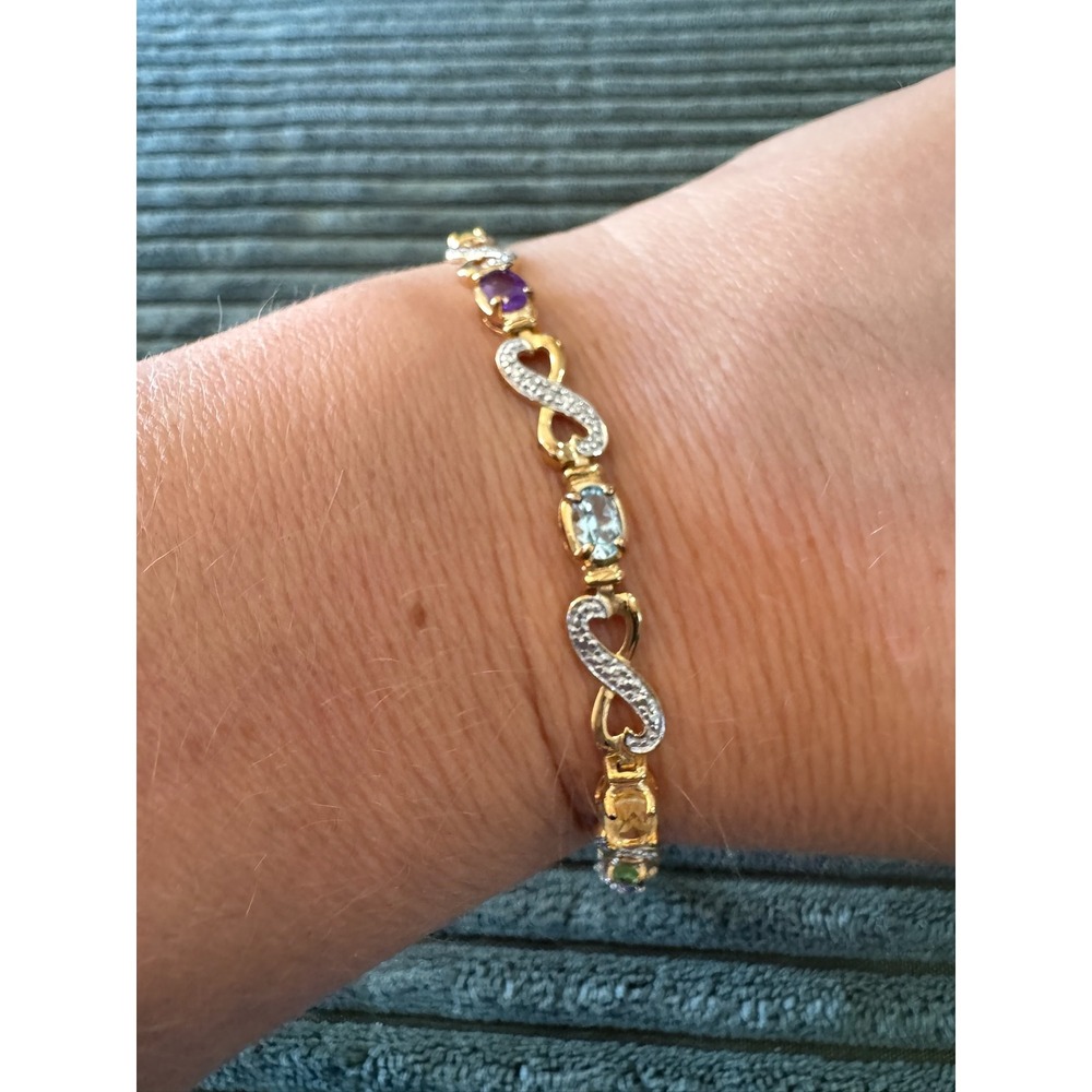 Ross Simons Sterling Silver 925 Gemstone &‎ Diamond Accent Infinity Bracelet